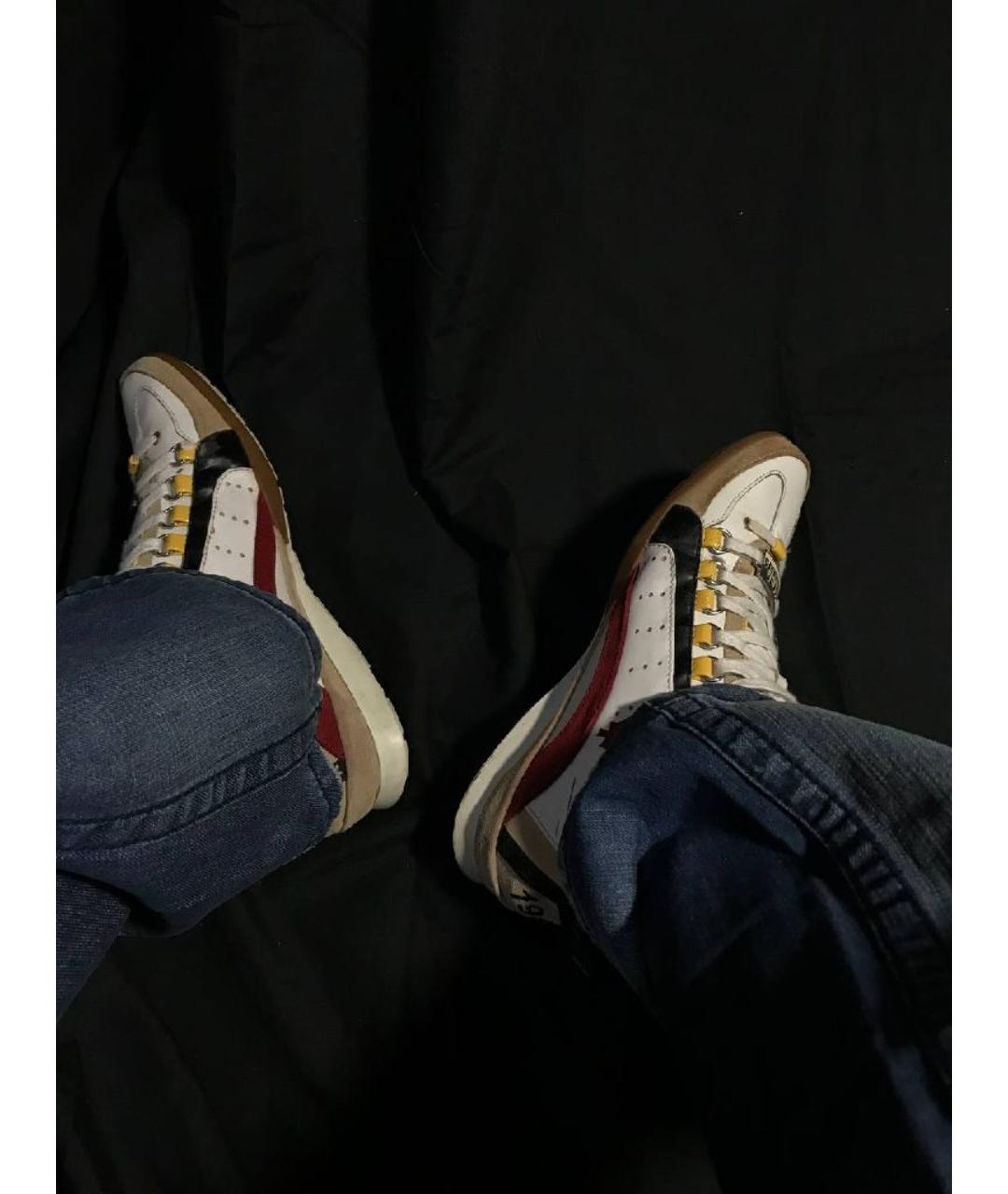 DSQUARED2 Белые кожаные низкие кроссовки / кеды, фото 3