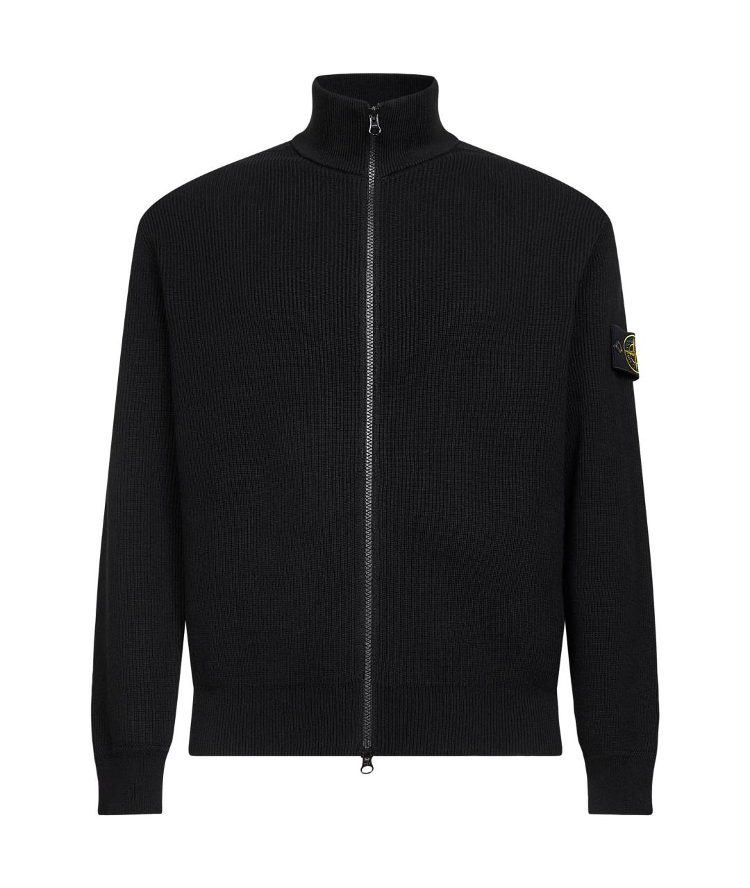 STONE ISLAND Черный хлопковый кардиган, фото 1