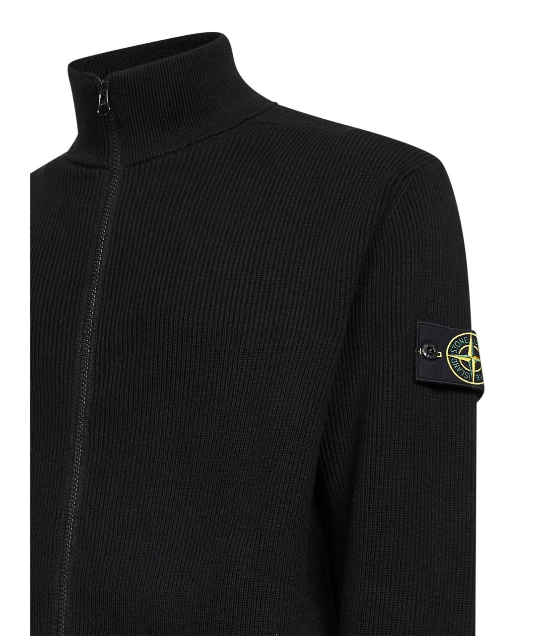 STONE ISLAND Черный хлопковый кардиган, фото 3