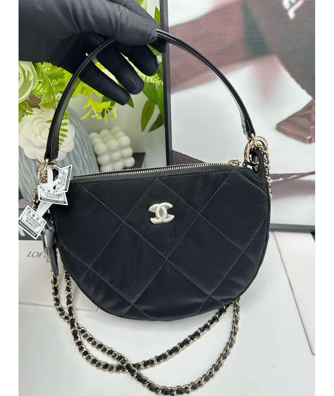 CHANEL Черная кожаная сумка через плечо, фото 6