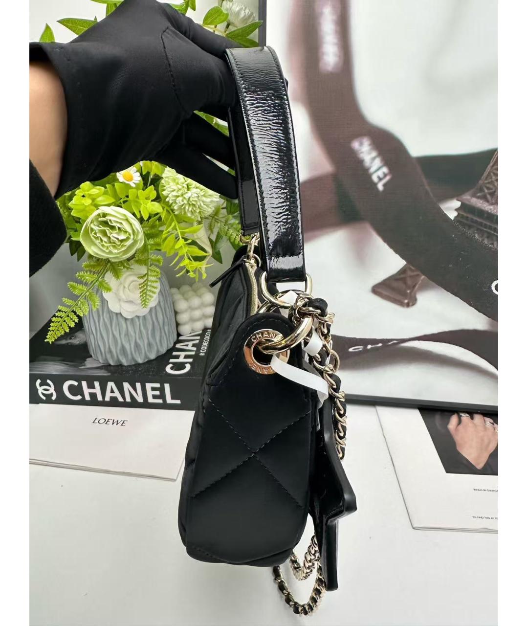 CHANEL Черная кожаная сумка через плечо, фото 3