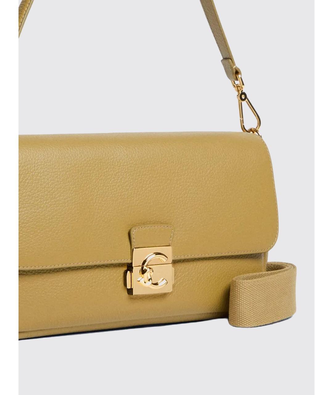 COCCINELLE Горчичная кожаная сумка с короткими ручками, фото 2