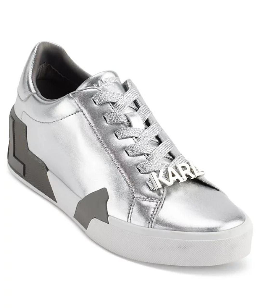 KARL LAGERFELD Серые кожаные кеды, фото 2