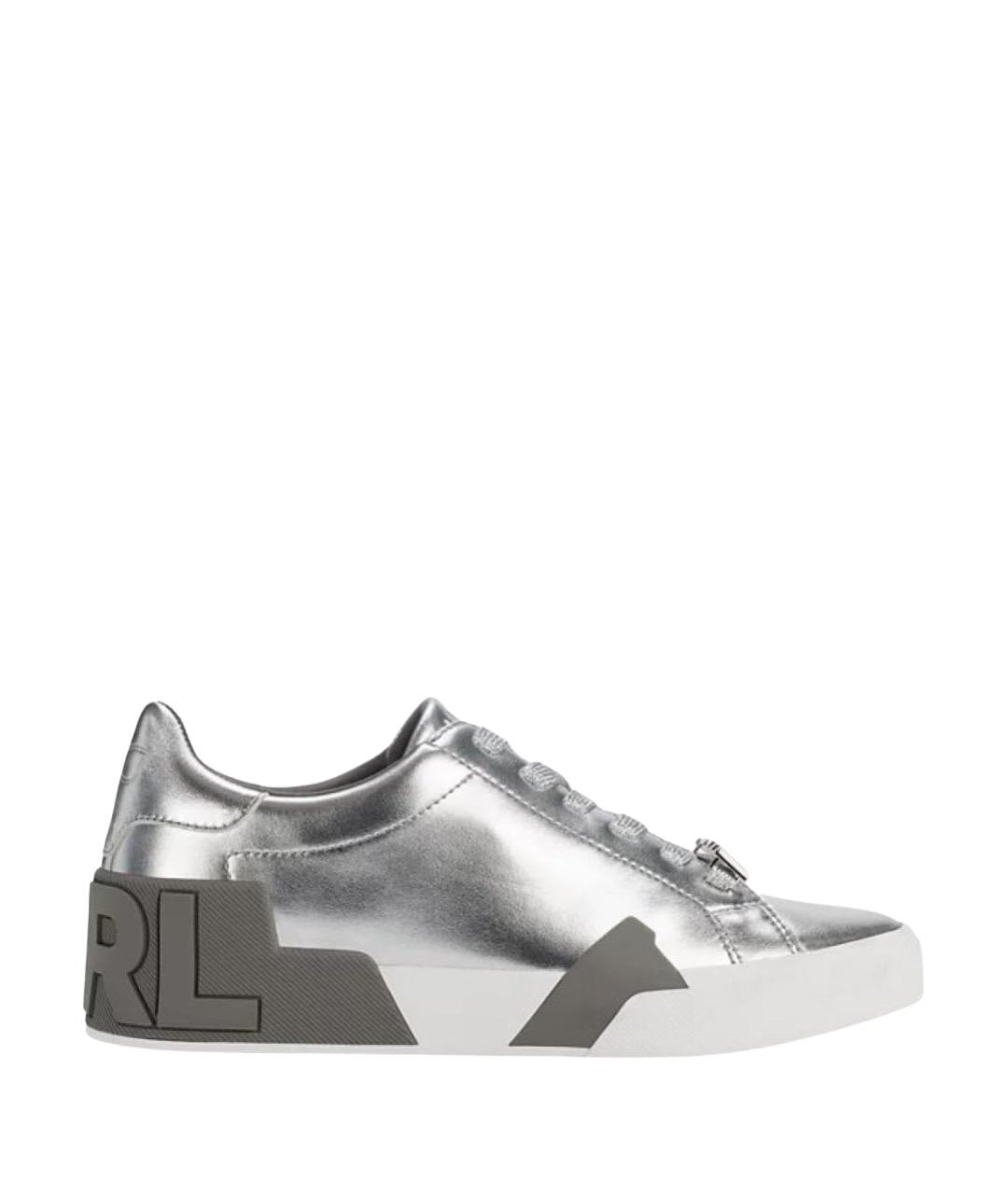 KARL LAGERFELD Серые кожаные кеды, фото 1