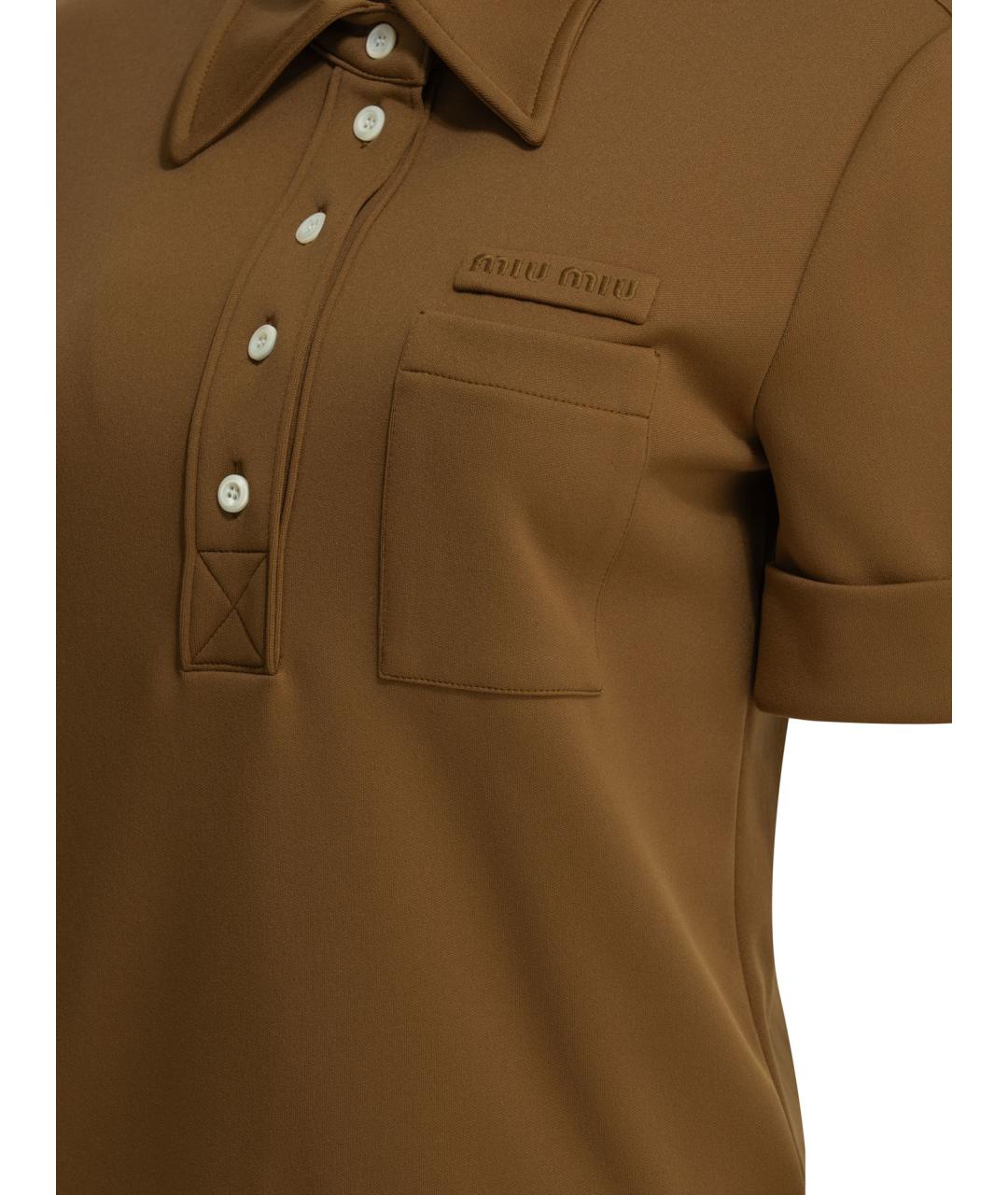 MIU MIU Коричневая полиэстеровая футболка, фото 4