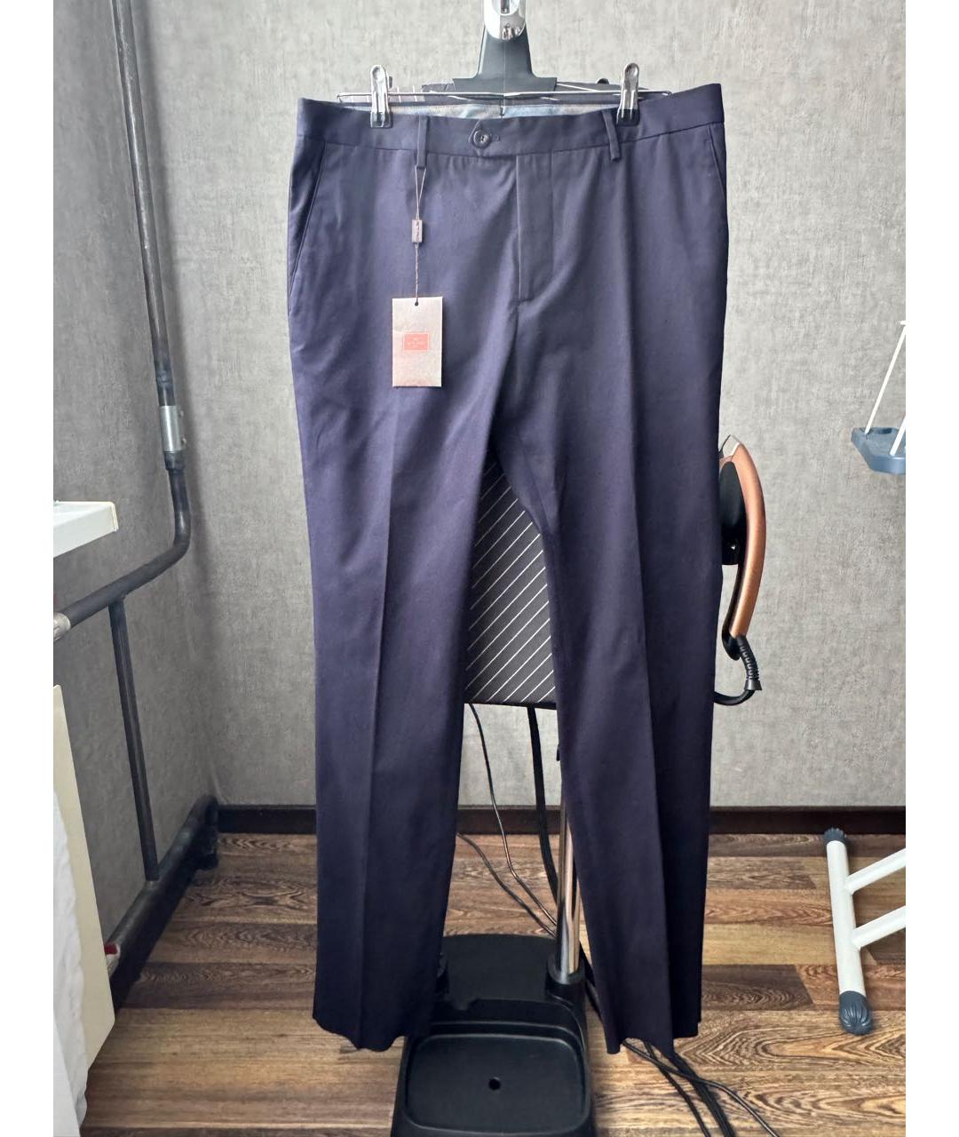 ETRO Темно-синие хлопковые классические брюки, фото 9