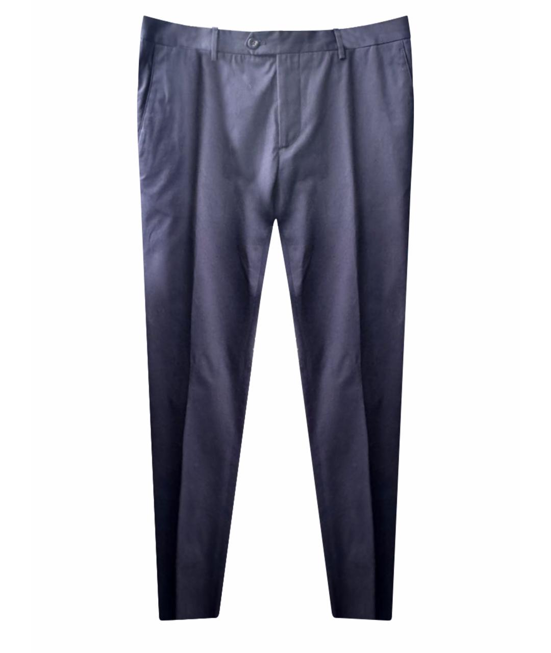 ETRO Темно-синие хлопковые классические брюки, фото 1