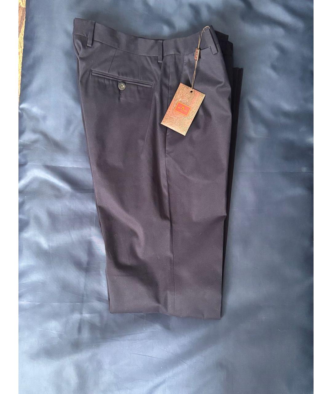 ETRO Темно-синие хлопковые классические брюки, фото 8