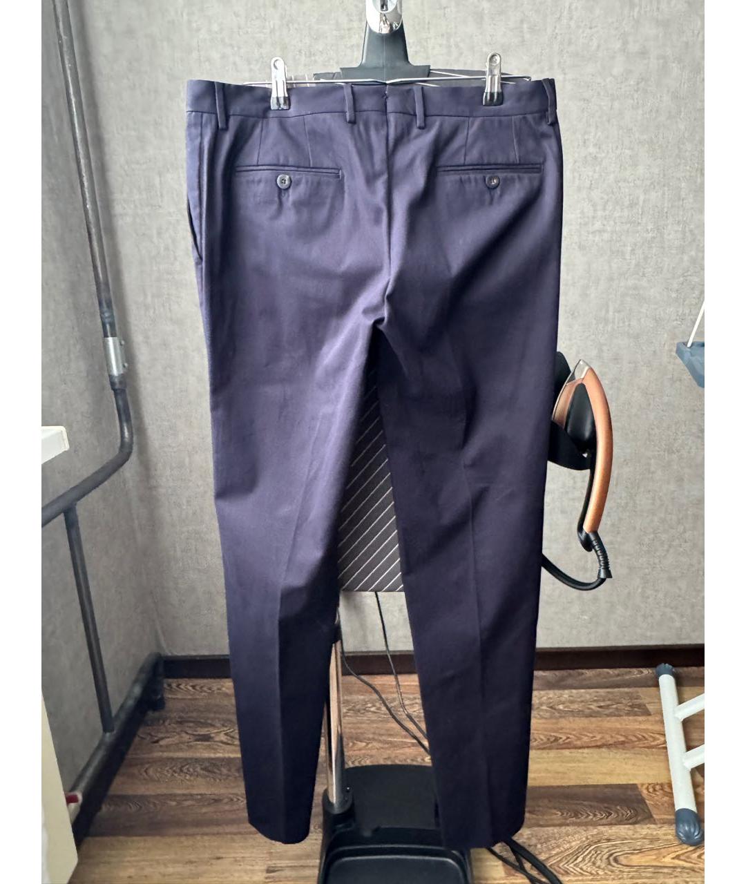 ETRO Темно-синие хлопковые классические брюки, фото 2