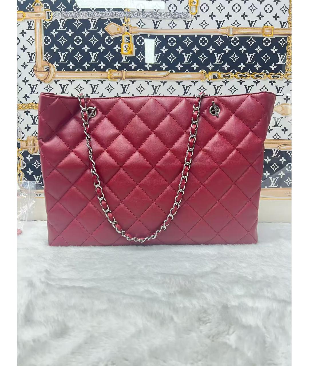 CHANEL Красная кожаная сумка тоут, фото 2