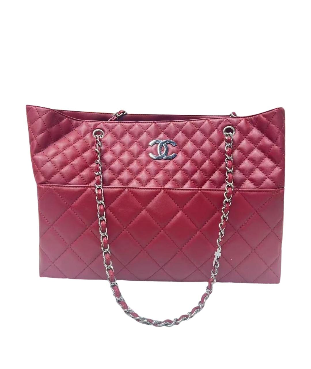 CHANEL Красная кожаная сумка тоут, фото 1