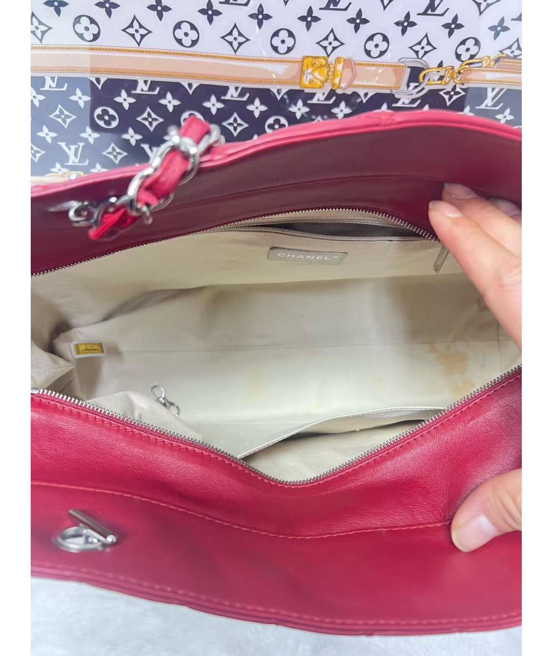 CHANEL Красная кожаная сумка тоут, фото 5