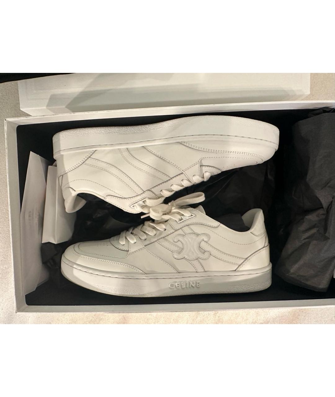 CELINE Белые кожаные кеды, фото 4