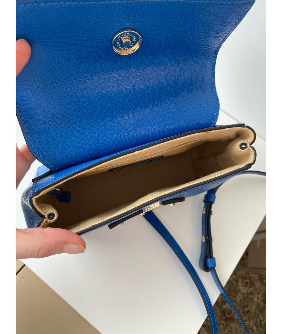 COCCINELLE Синяя кожаная сумка через плечо, фото 4