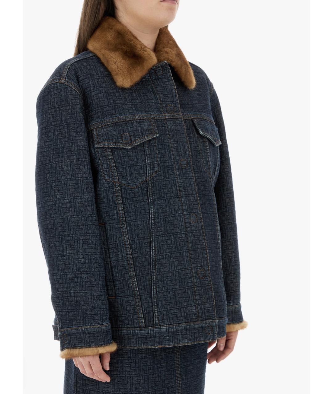 FENDI Темно-синяя хлопковая куртка, фото 3