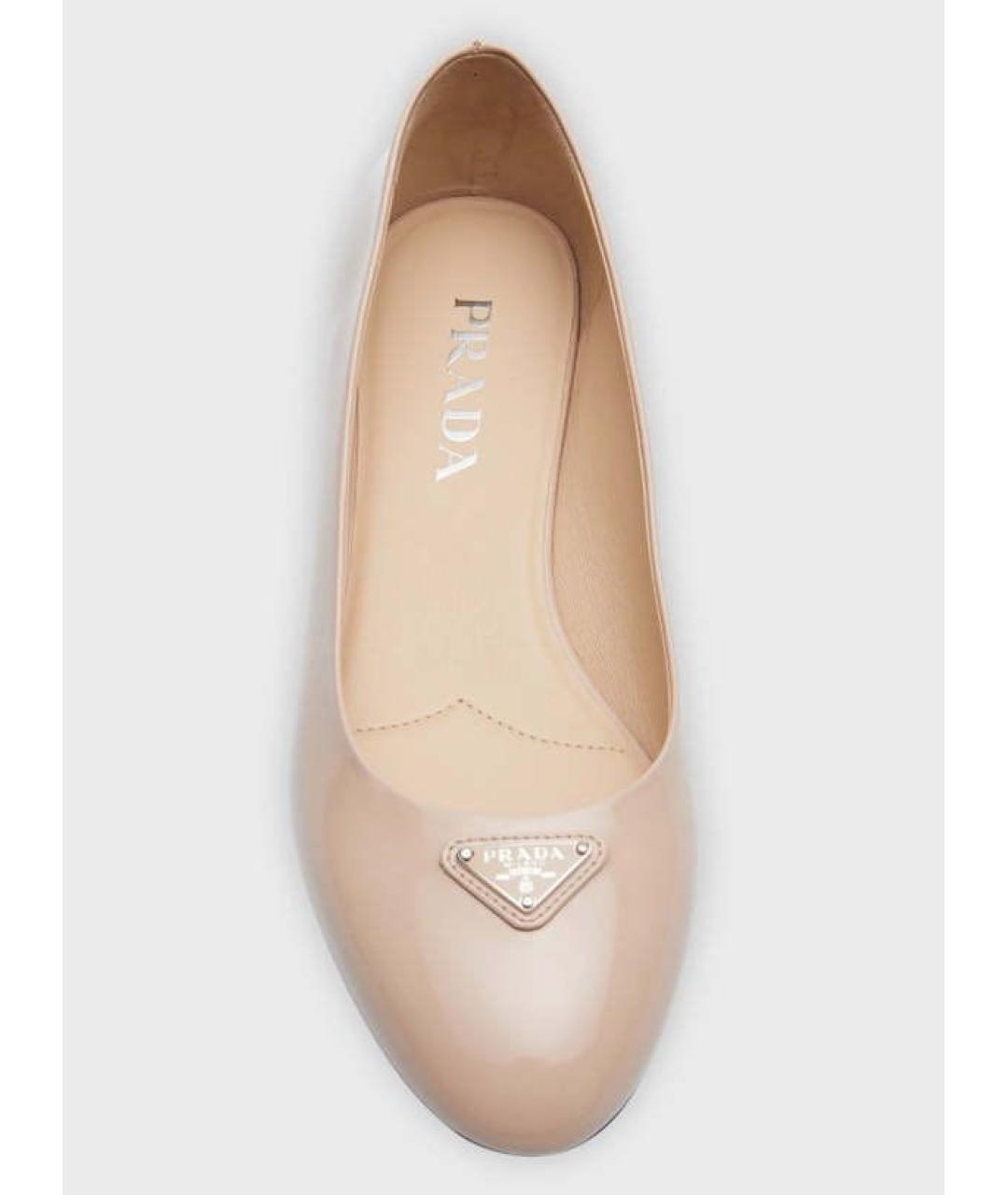 PRADA Бежевые кожаные балетки, фото 2