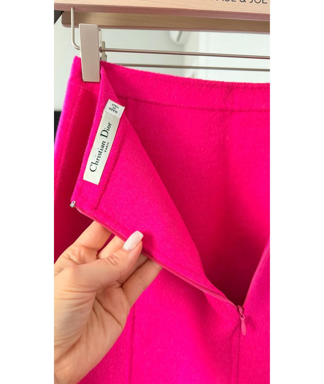 CHRISTIAN DIOR Розовая кашемировая юбка миди, фото 3