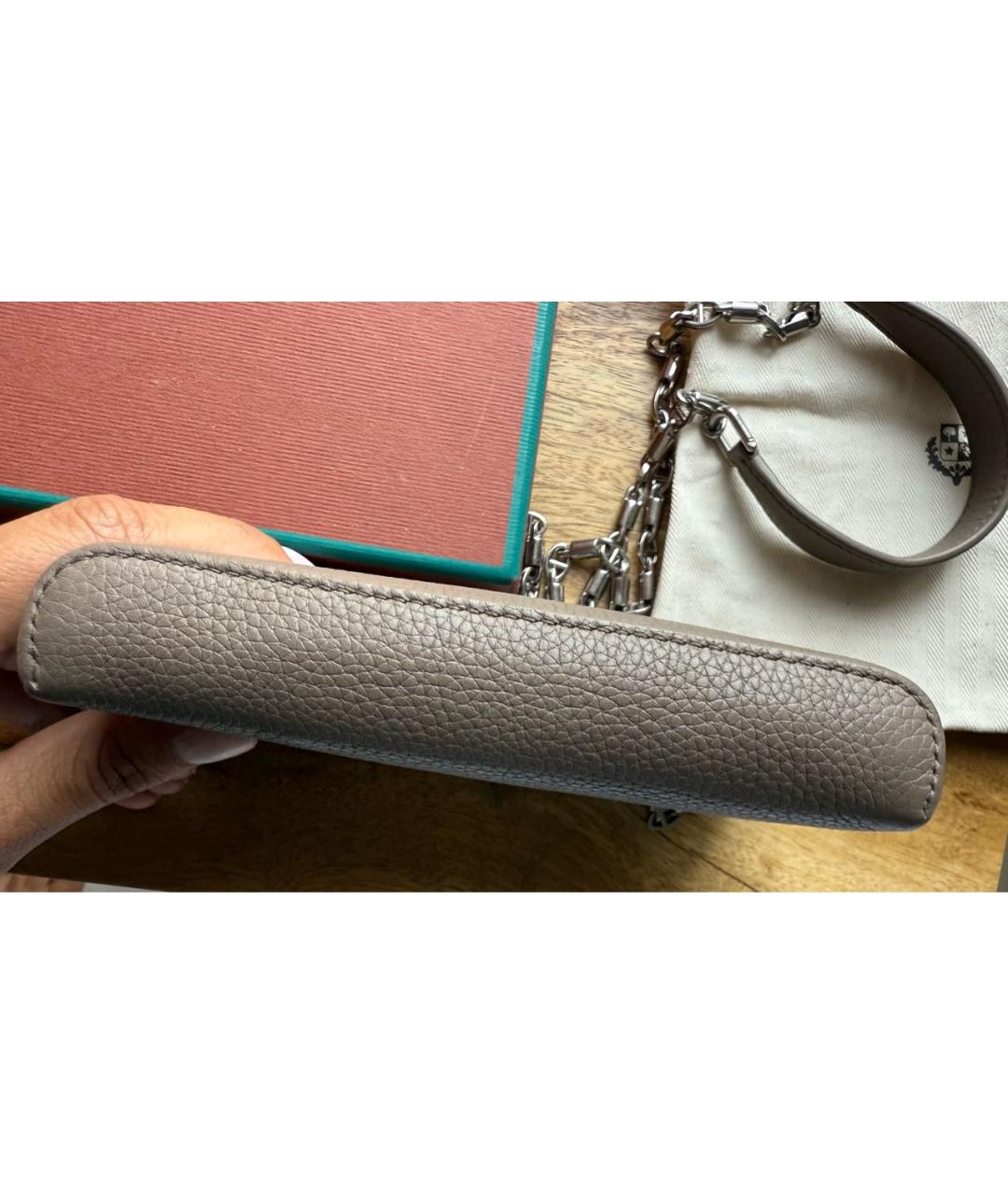 LORO PIANA Бежевая кожаная сумка через плечо, фото 4