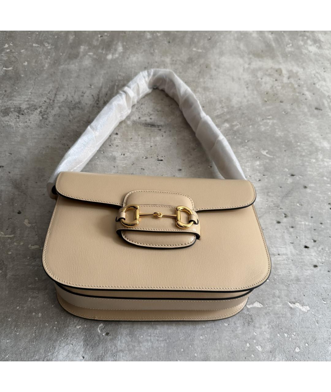 GUCCI Бежевая кожаная сумка через плечо, фото 4