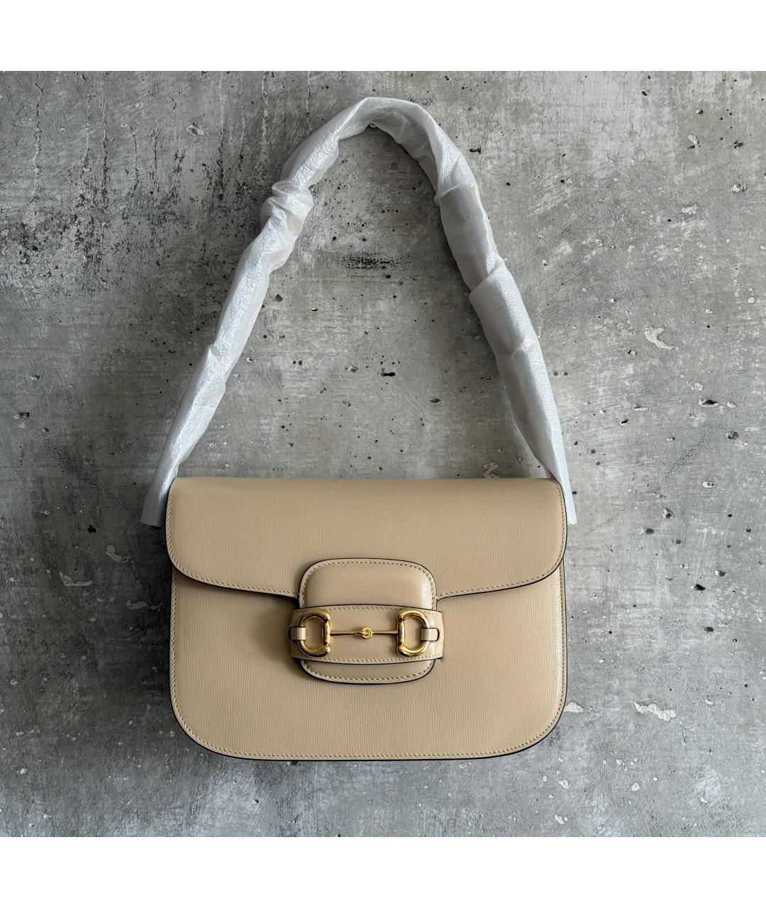 GUCCI Бежевая кожаная сумка через плечо, фото 10