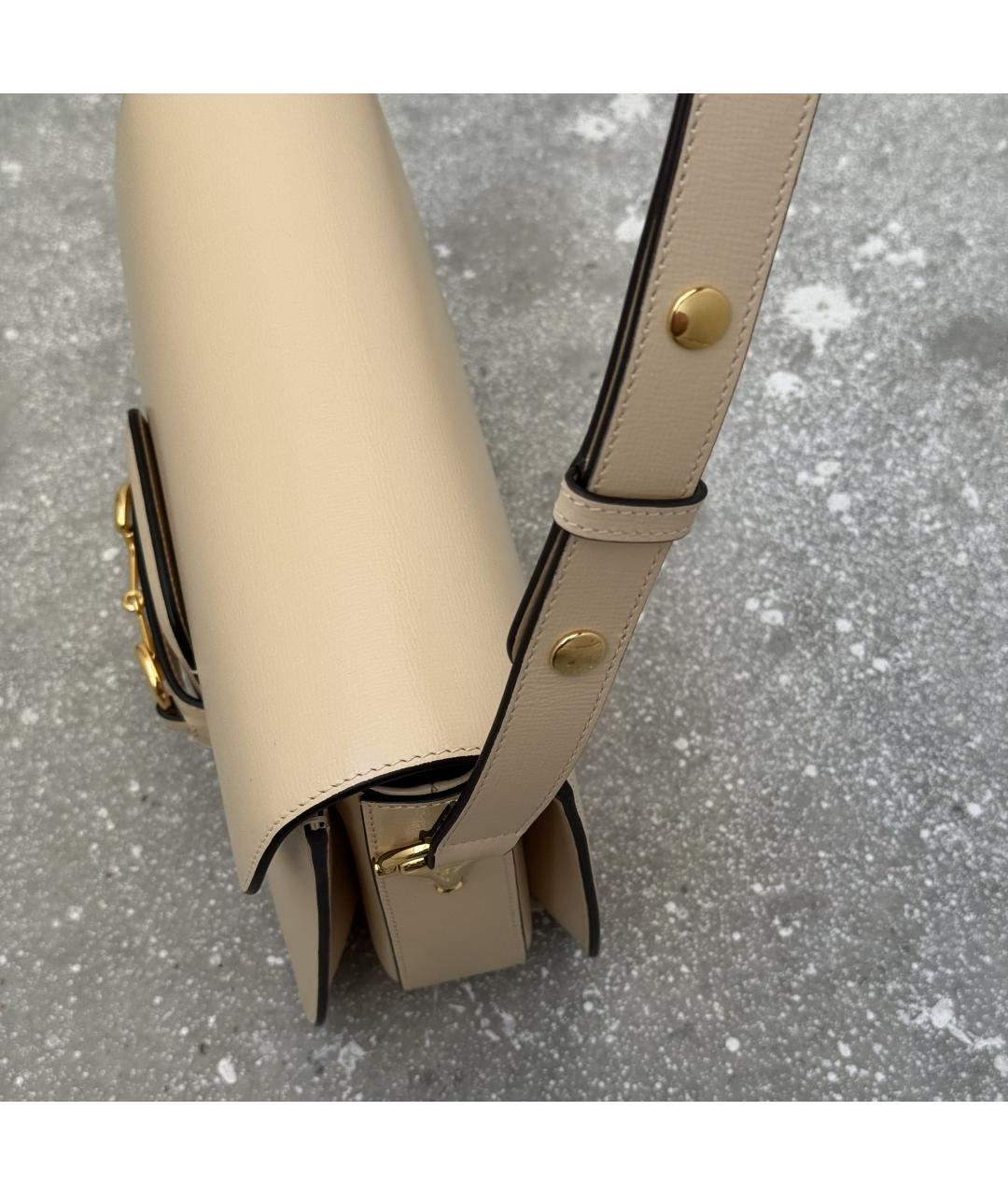 GUCCI Бежевая кожаная сумка через плечо, фото 9