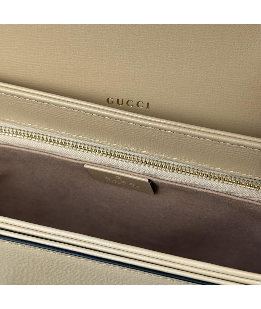 GUCCI Бежевая кожаная сумка через плечо, фото 6