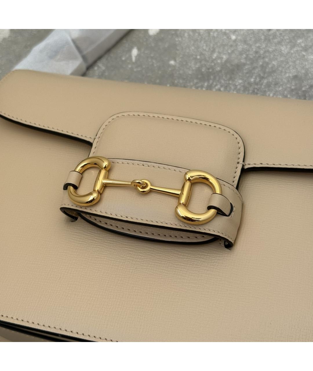 GUCCI Бежевая кожаная сумка через плечо, фото 8