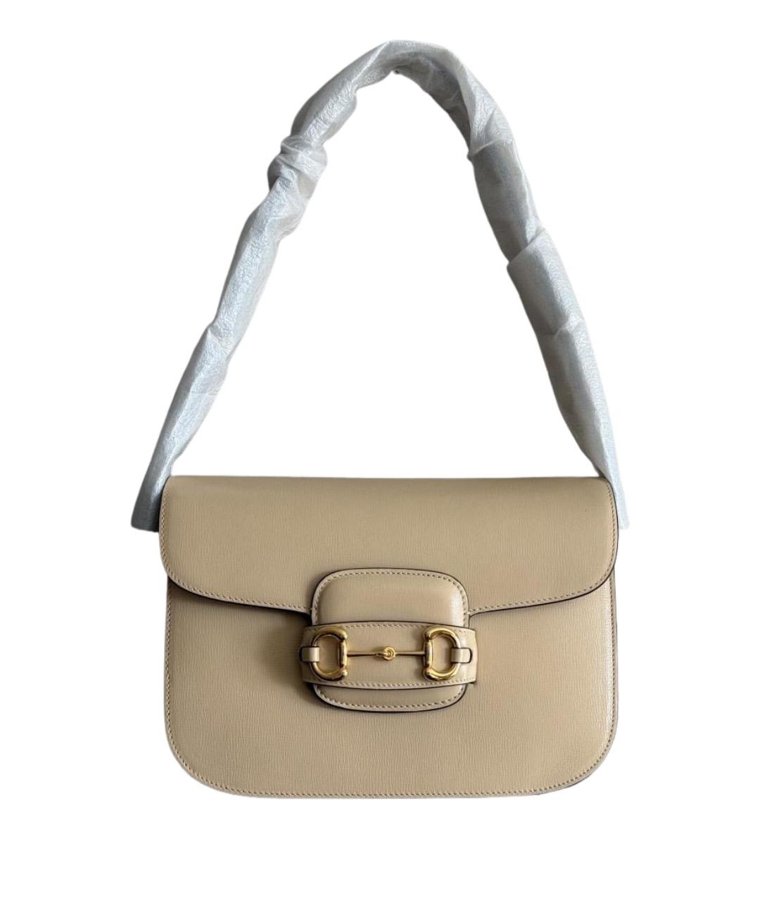 GUCCI Бежевая кожаная сумка через плечо, фото 1