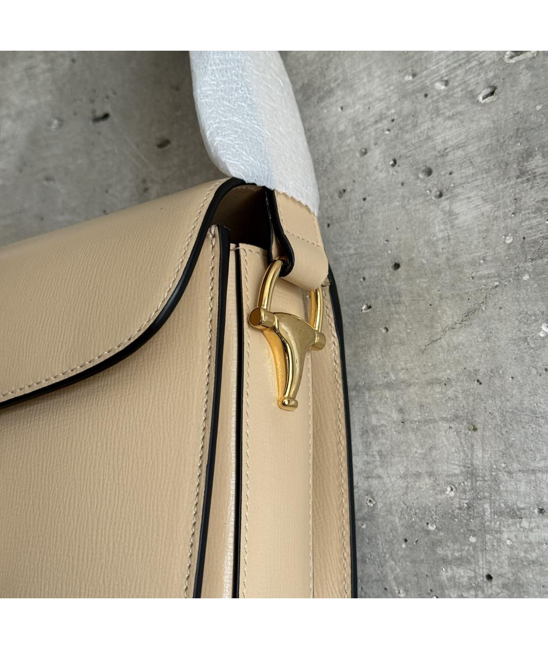 GUCCI Бежевая кожаная сумка через плечо, фото 5