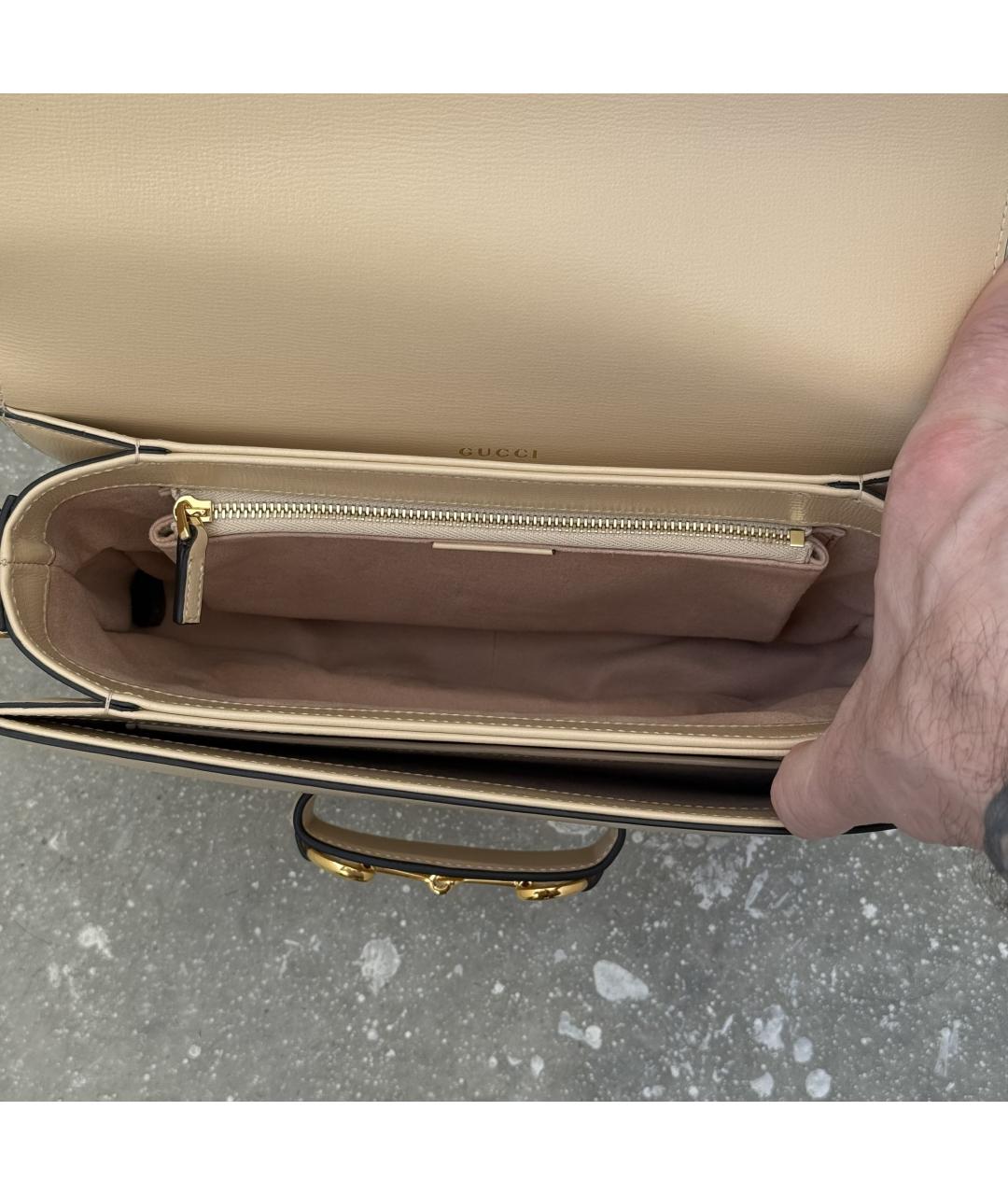 GUCCI Бежевая кожаная сумка через плечо, фото 7