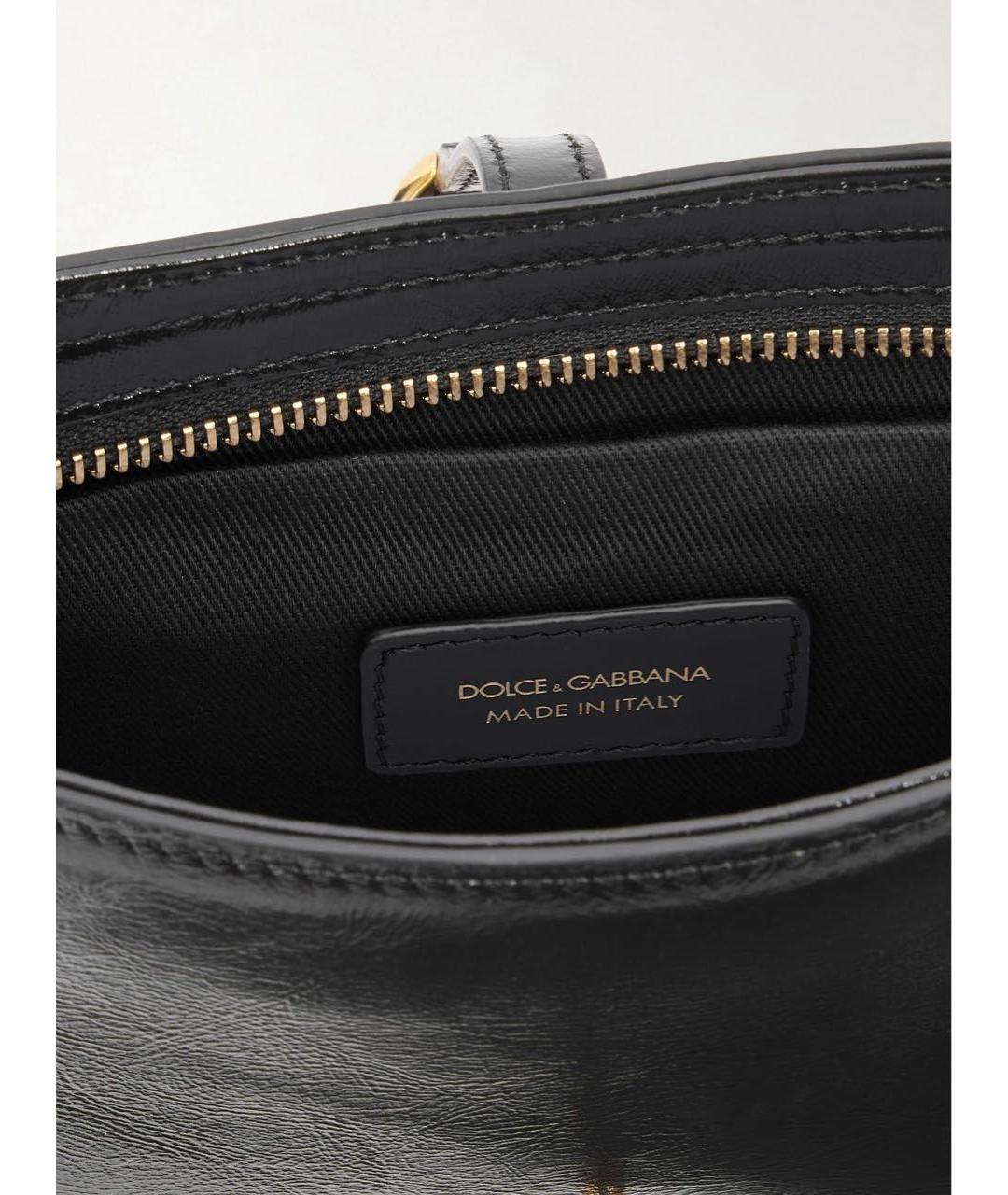 DOLCE&GABBANA Черная кожаная сумка через плечо, фото 5