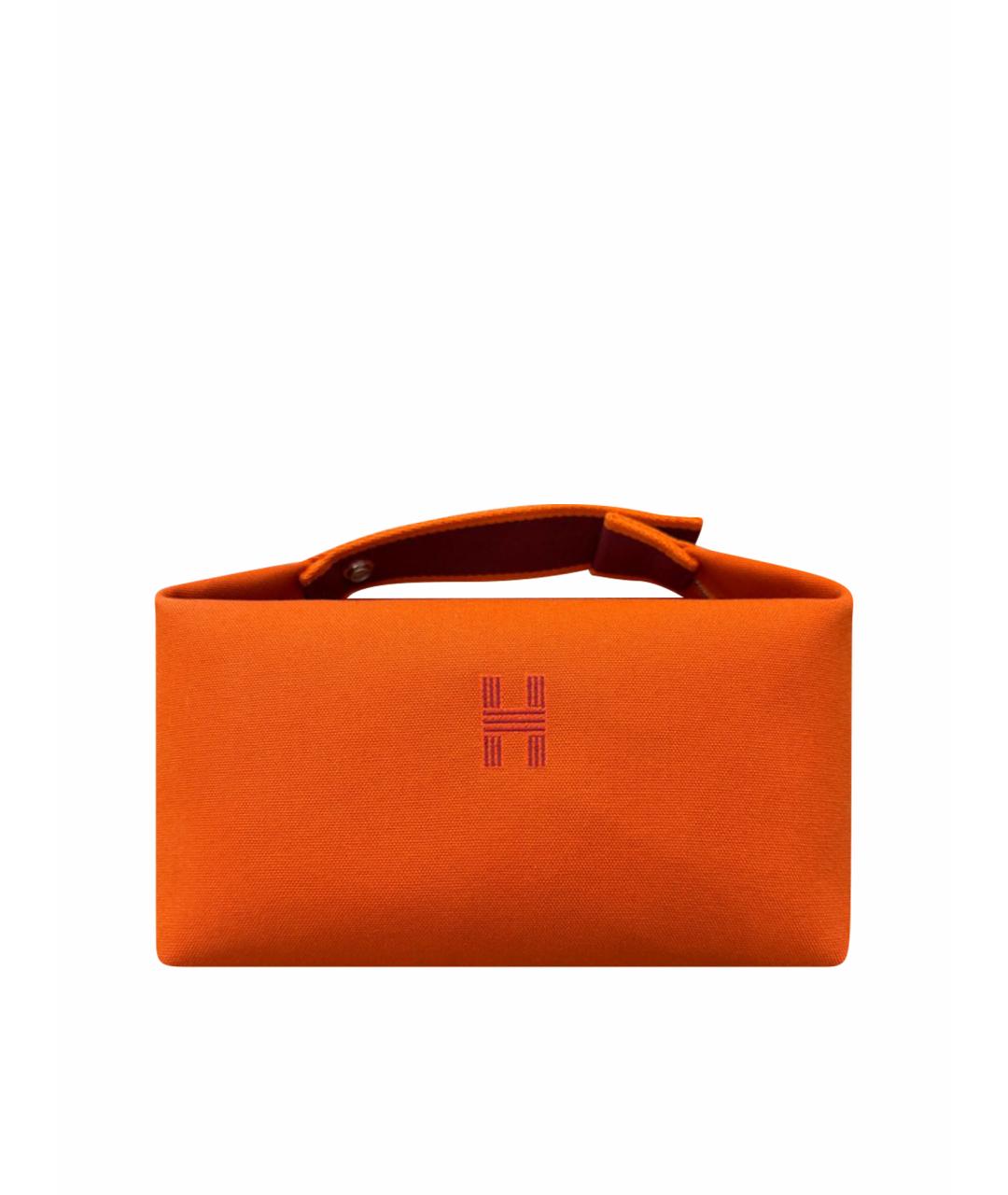 HERMES Оранжевая тканевая косметичка, фото 1