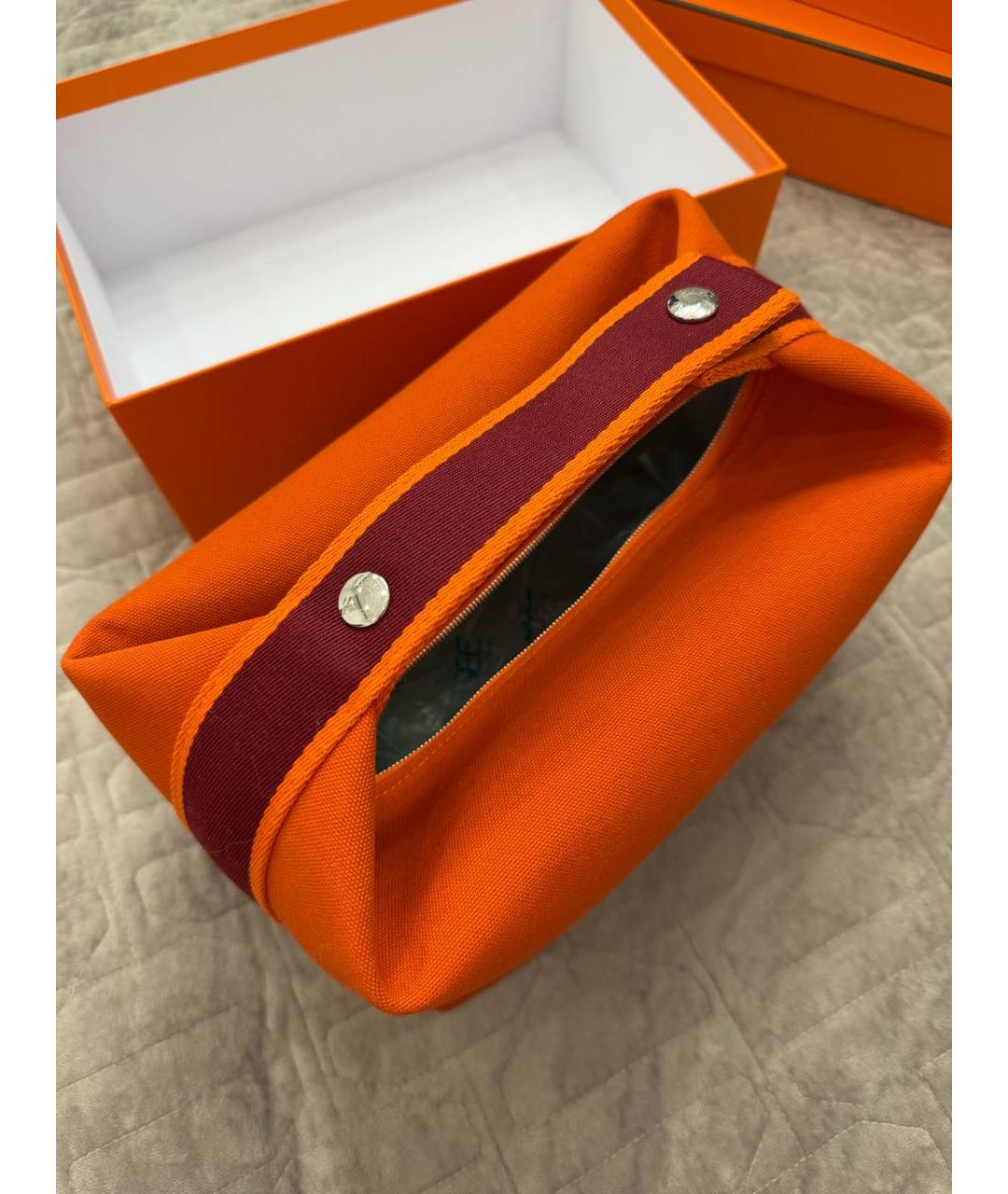 HERMES Оранжевая тканевая косметичка, фото 2