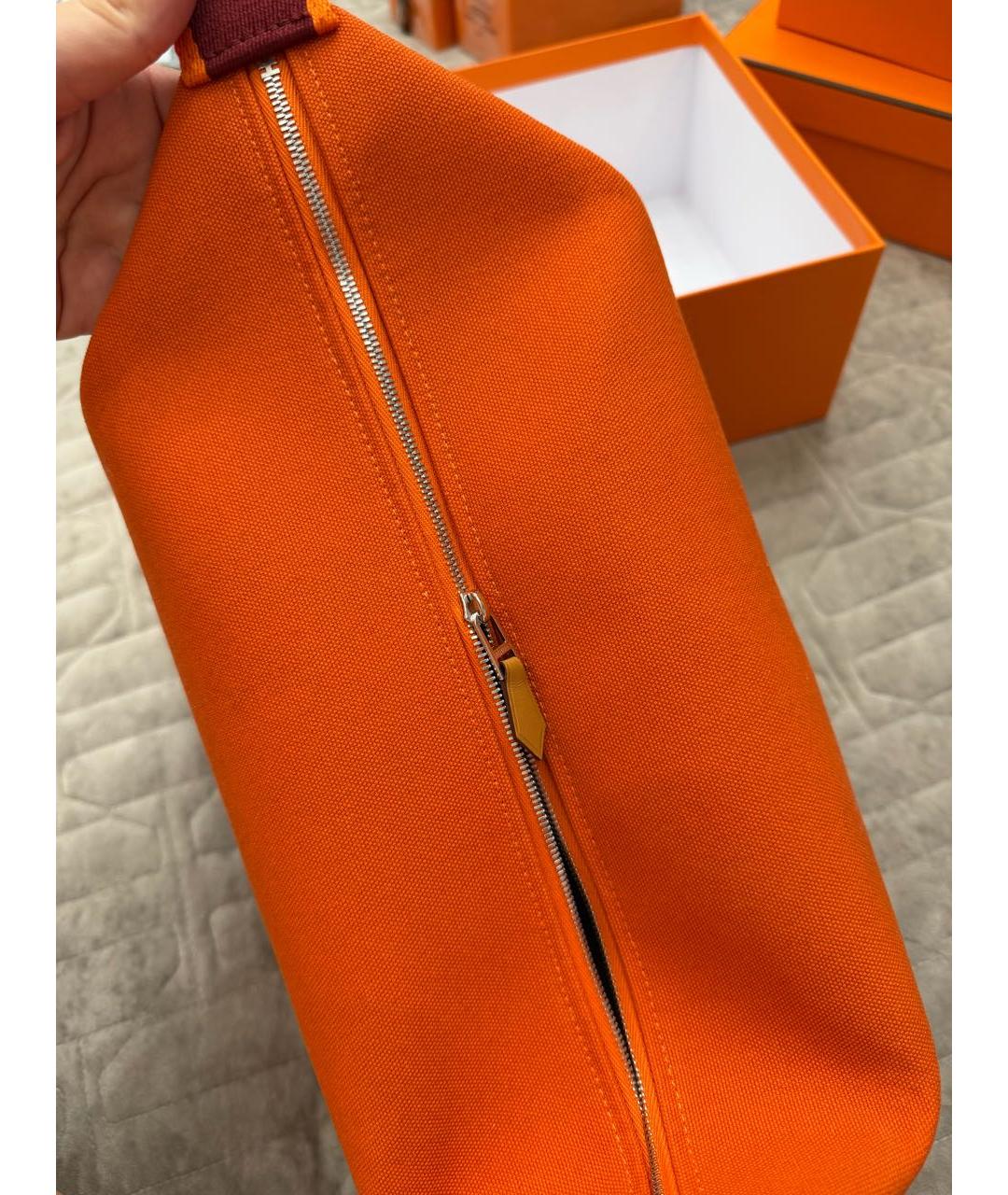 HERMES Оранжевая тканевая косметичка, фото 3