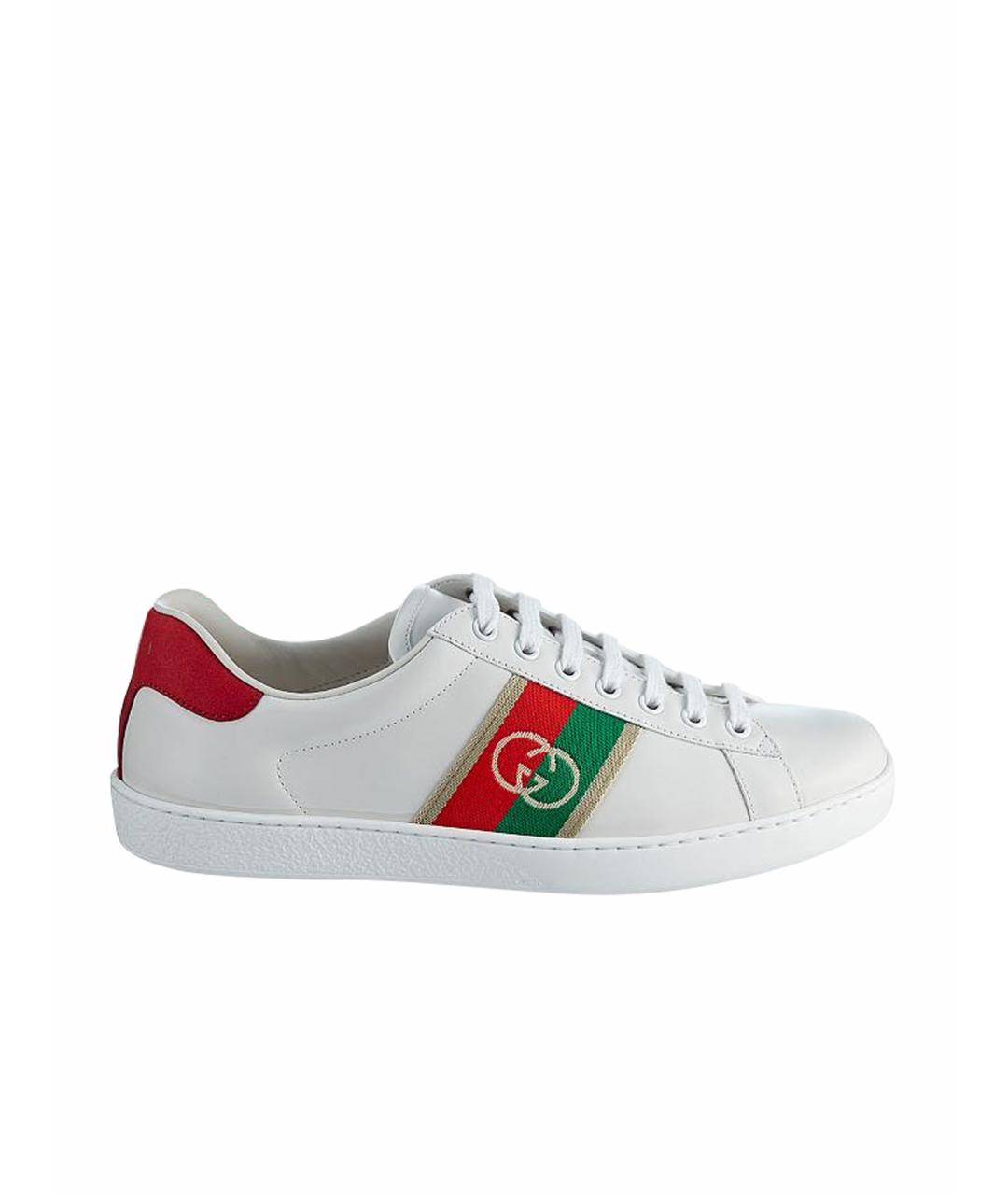 GUCCI Белые кожаные кеды, фото 1