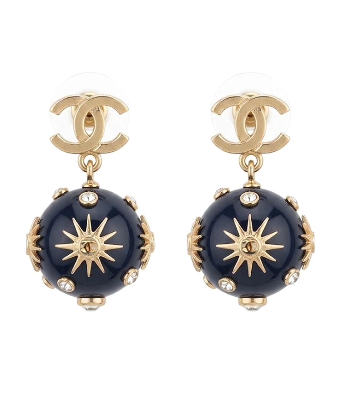 CHANEL Темно-синие металлические серьги, фото 1