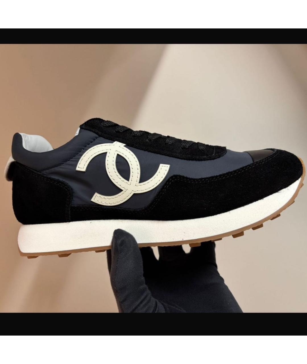 CHANEL Черные текстильные кроссовки, фото 4