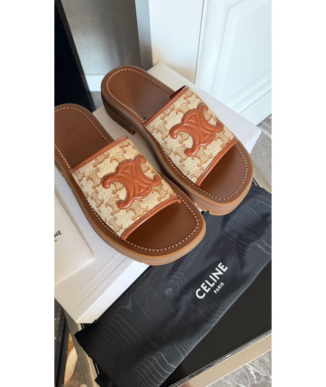 CELINE Коричневые шлепанцы, фото 7