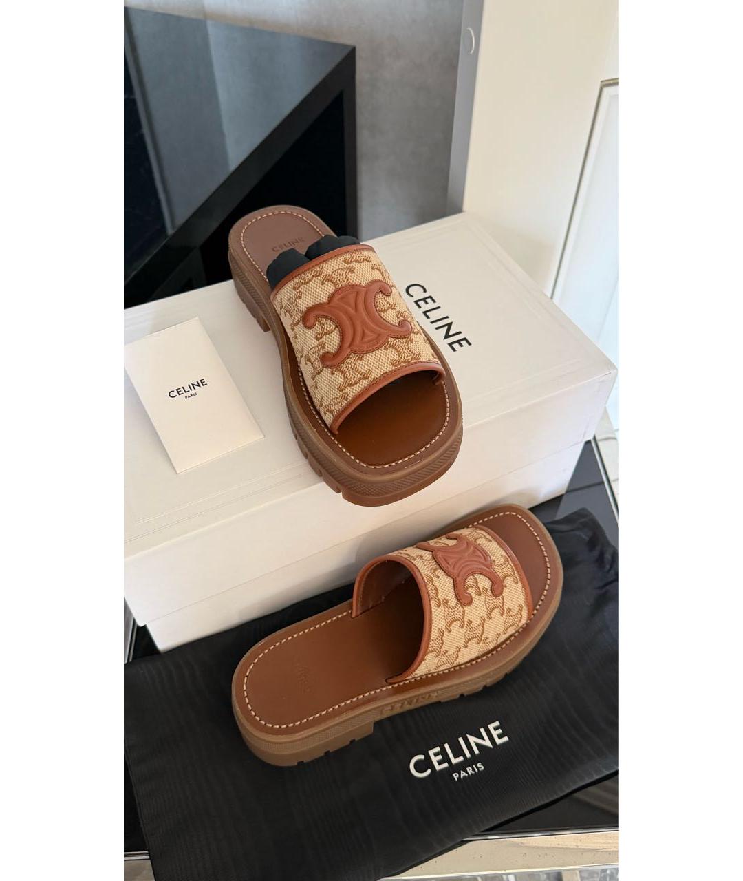 CELINE Коричневые шлепанцы, фото 4