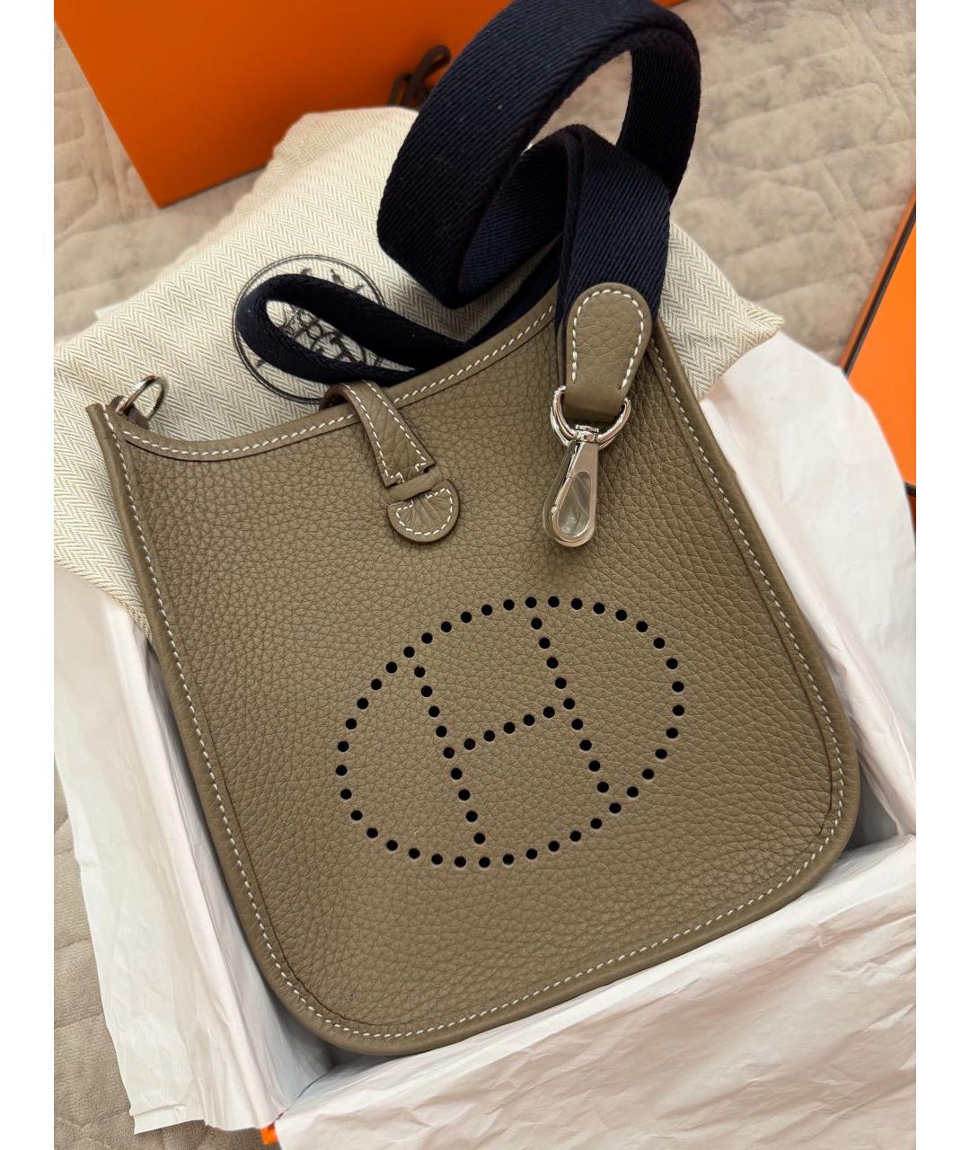 HERMES Бежевая кожаная сумка через плечо, фото 3