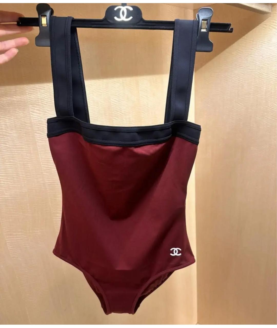 CHANEL Бордовый полиэстеровый купальник, фото 4