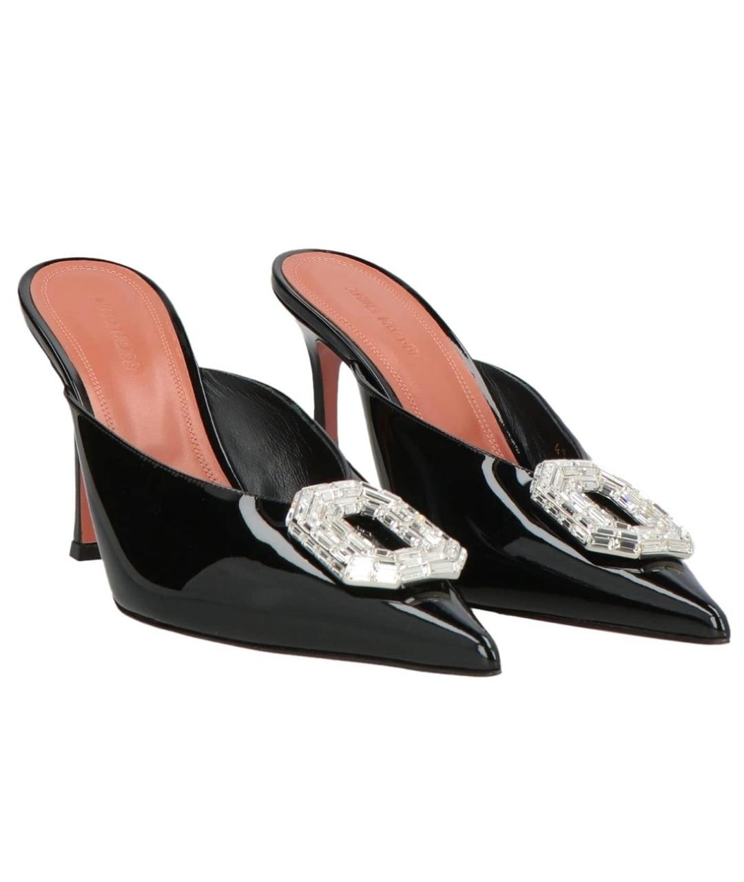 Amina Muaddi Черные мюли из лакированной кожи, фото 2