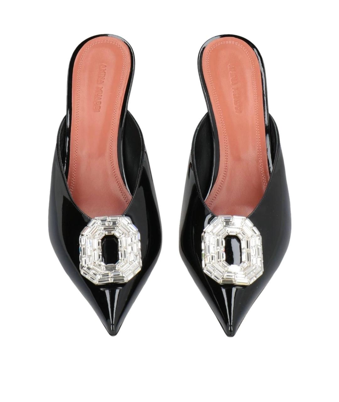 Amina Muaddi Черные мюли из лакированной кожи, фото 3