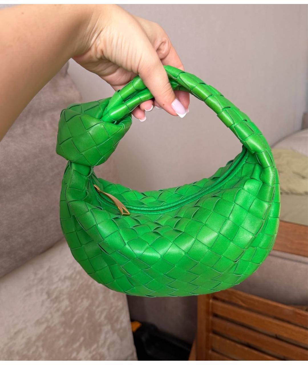 BOTTEGA VENETA Зеленая кожаная сумка с короткими ручками, фото 3