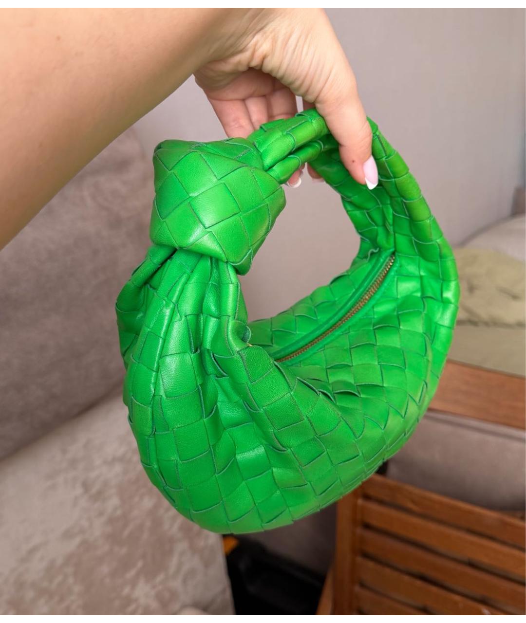 BOTTEGA VENETA Зеленая кожаная сумка с короткими ручками, фото 2