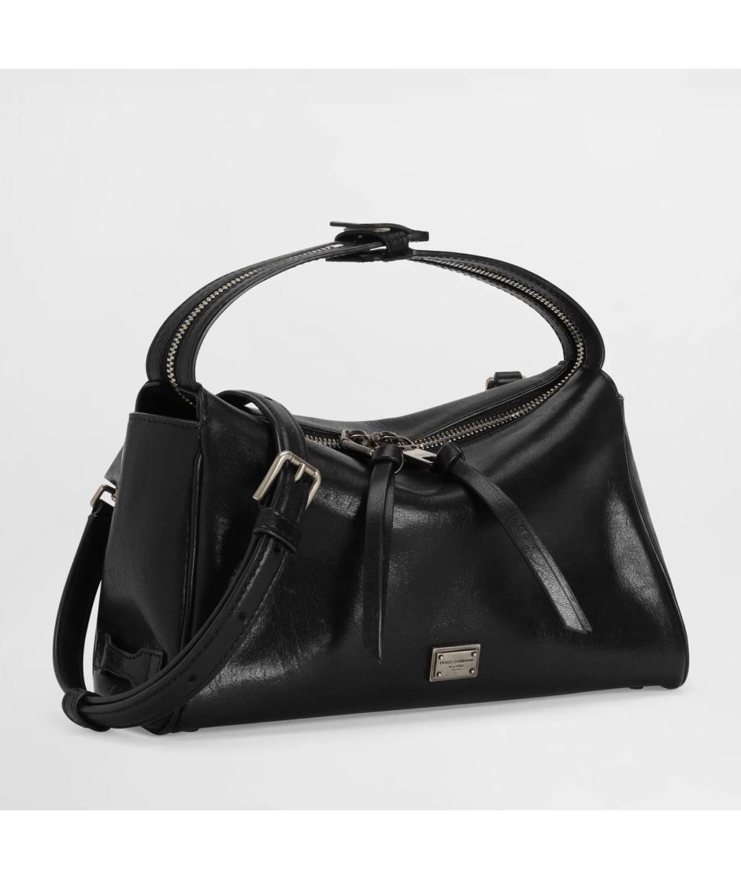 DOLCE&GABBANA Черная кожаная сумка через плечо, фото 2