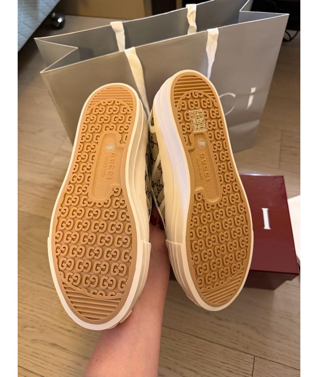 GUCCI Бежевые кеды, фото 5