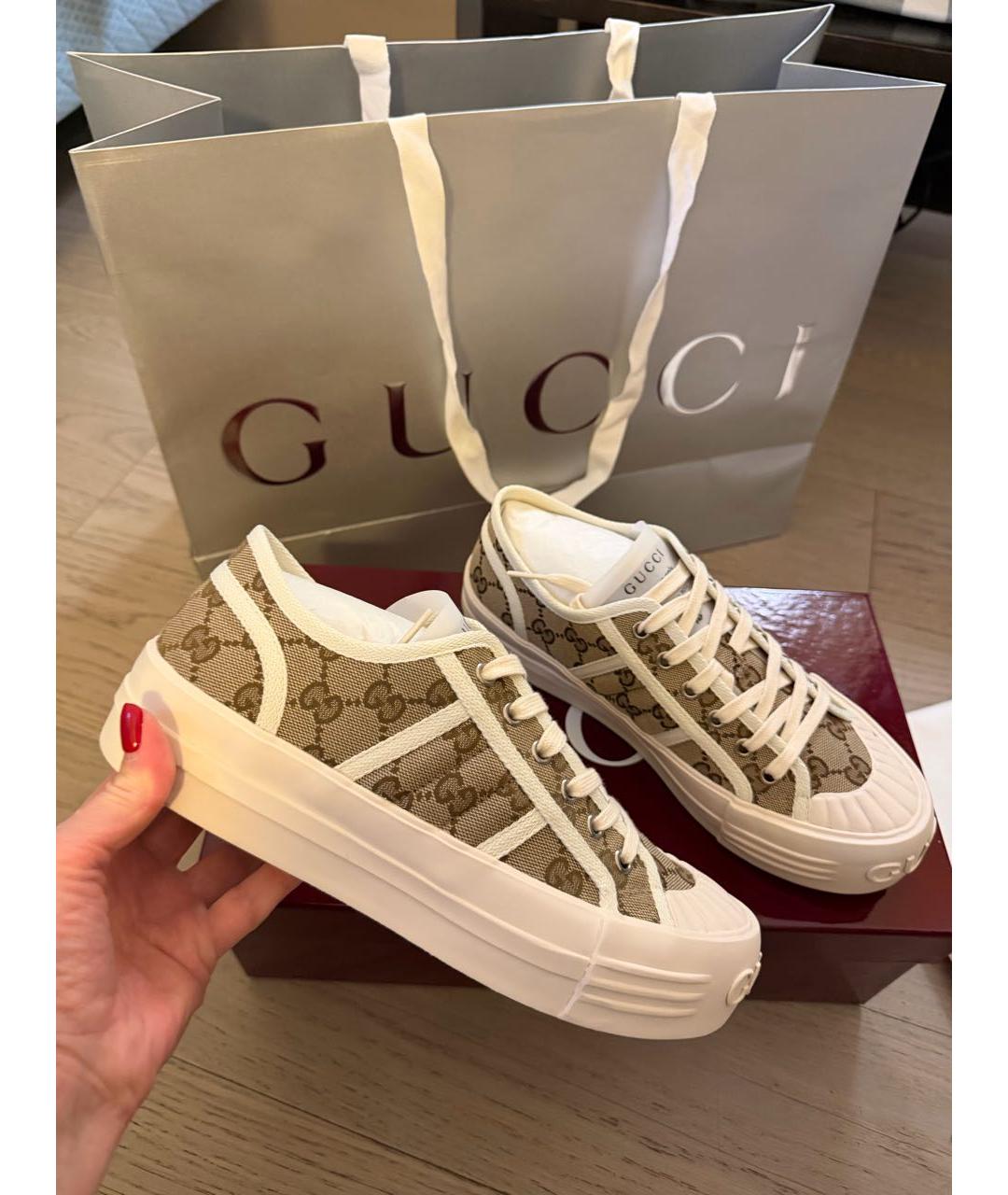 GUCCI Бежевые кеды, фото 2