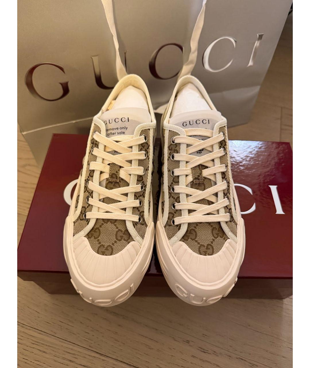 GUCCI Бежевые кеды, фото 3