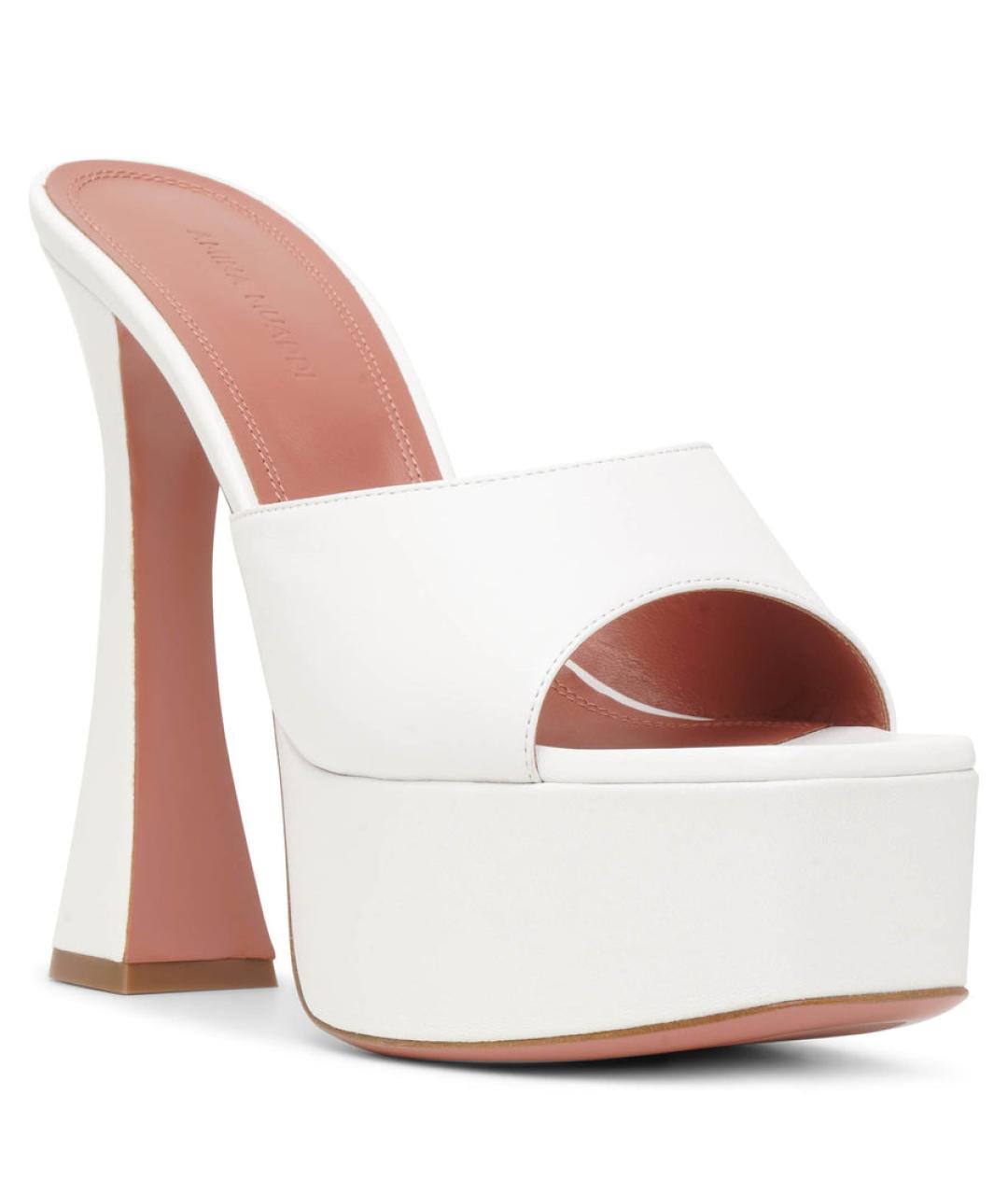 Amina Muaddi Белые кожаные мюли, фото 2